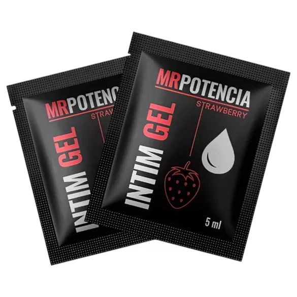 MrPotencia Straw Intim Gel - vízbázisú síkosító - eper (5 ml)