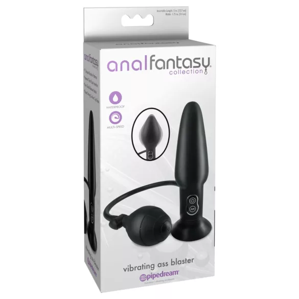 Anal Fantasy - pumpálható vibrációs anál plug (fekete)