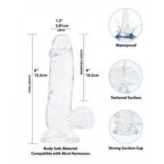   Addiction Crystal - talpas, herés dildó (áttetsző) - 15cm