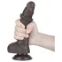 Lovetoy Sliding-Skin - tapadókorongos kétrétegű dildó - 19,5cm (barna)