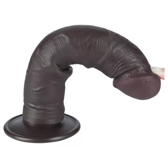 Lovetoy Sliding-Skin - tapadókorongos kétrétegű dildó - 20cm (barna)