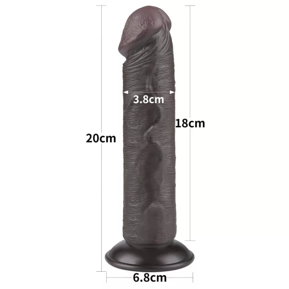 Lovetoy Sliding-Skin - tapadókorongos kétrétegű dildó - 20cm (barna)