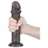 Lovetoy Sliding-Skin - tapadókorongos kétrétegű dildó - 20cm (barna)