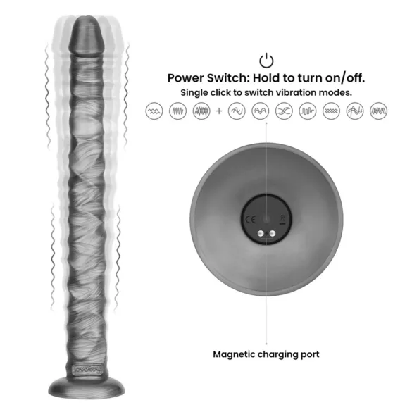 Lovetoy King Sized - extra nagy vibrátor - 40,5 cm (szürke)