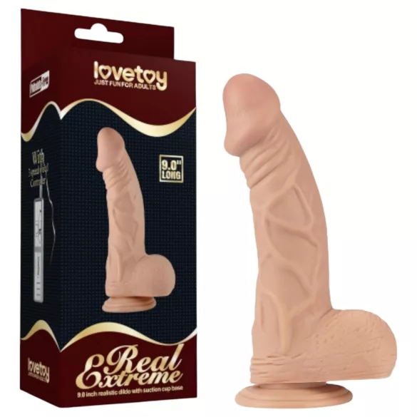Lovetoy Real Extreme - tapadókorongos dildó - 23cm (natúr)