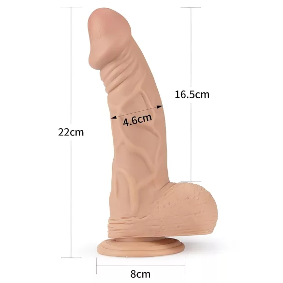 Lovetoy Real Extreme - tapadókorongos dildó - 23cm (natúr)