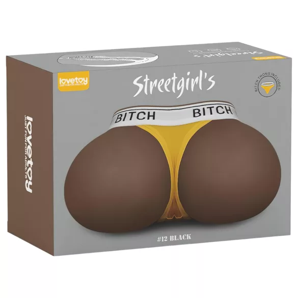 Lovetoy Streetgirl's 12 - művagina torzó és tanga (sötét testszínű)