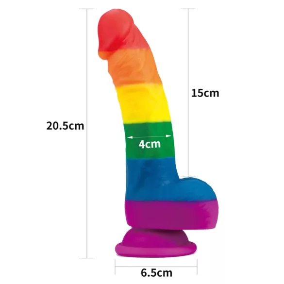 Lovetoy Prider - élethű szilikon dildó - 19cm (szivárvány)