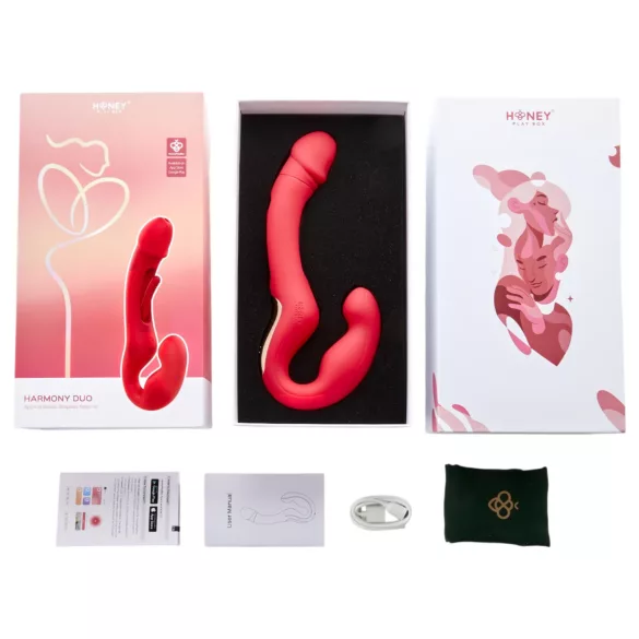 Honey Play Box Harmony Duo - App-vezérelt felcsatolható nyelves vibrátor (piros)