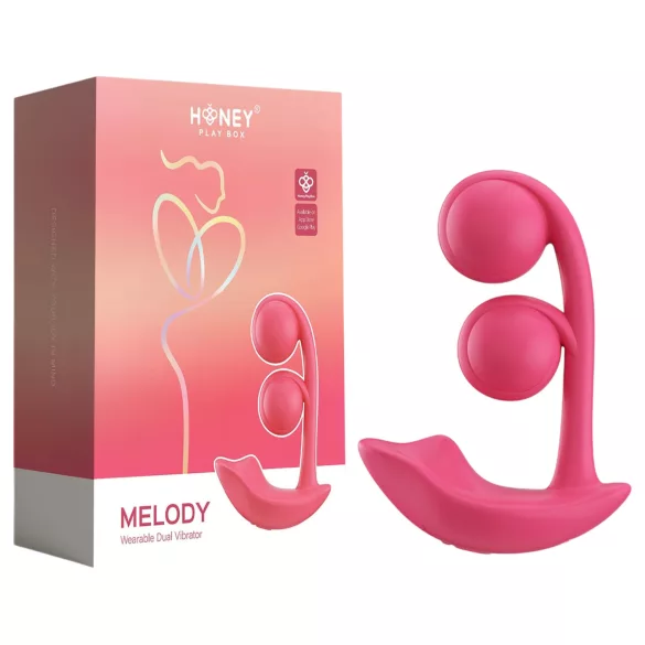 Honey Play Box Melody - okos, gyöngyös 2in1 vibrátor (piros)