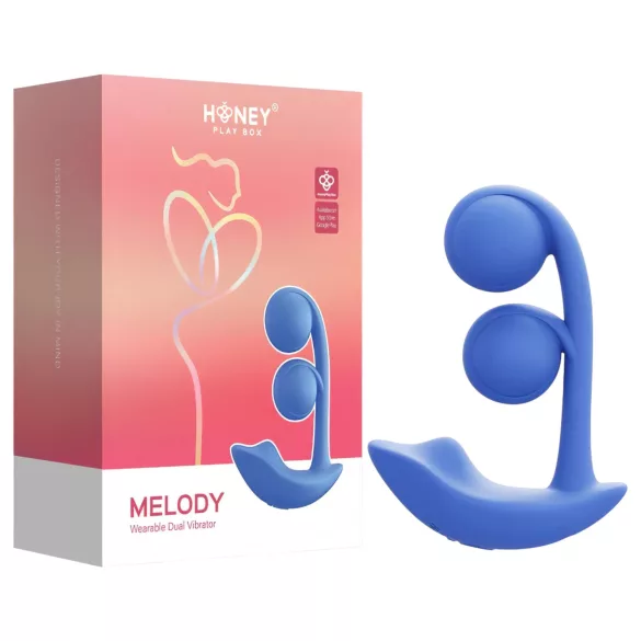 Honey Play Box Melody - okos, gyöngyös 2in1 vibrátor (kék)