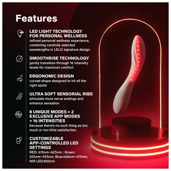 LELO Mona Spectra - okos G-pont vibrátor LED-fénnyel (fehér)