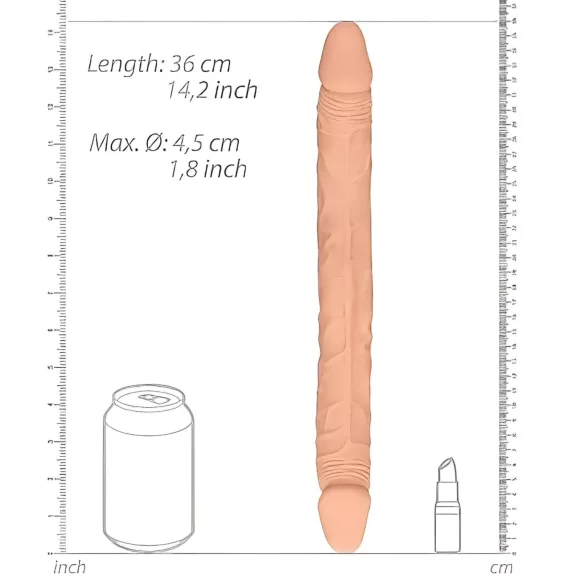 RealRock Double Dong 14 - dupla dildó (36cm) - natúr