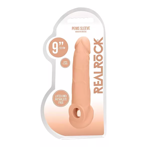 RealRock Penis Sleeve 9 - péniszköpeny (21,5 cm, testszínű)