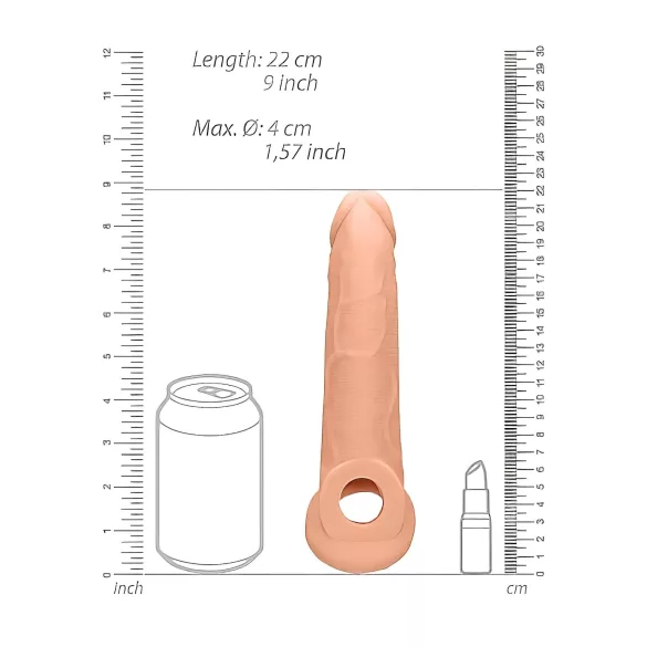 RealRock Penis Sleeve 9 - péniszköpeny (21,5 cm, testszínű)