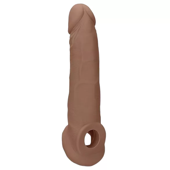 RealRock Penis Sleeve 9 - péniszköpeny (21,5 cm) - sötét natúr