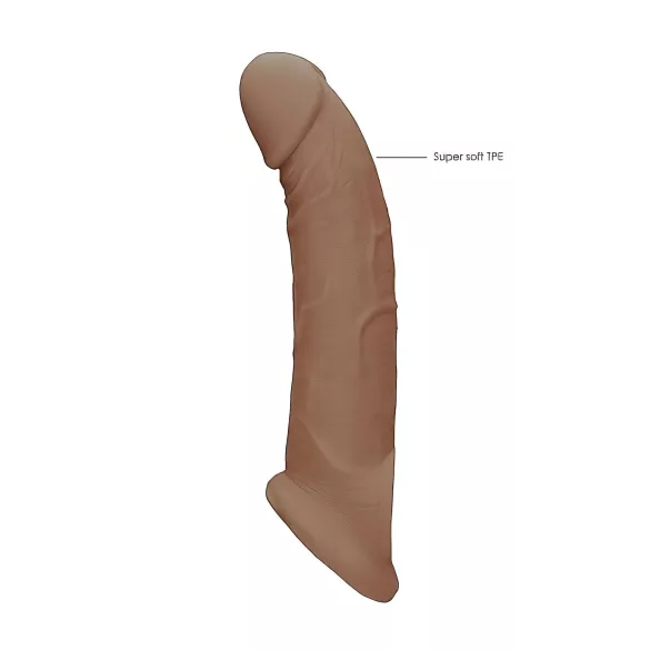 RealRock Penis Sleeve 9 - péniszköpeny (21,5 cm) - sötét natúr