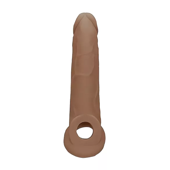 RealRock Penis Sleeve 9 - péniszköpeny (21,5 cm) - sötét natúr