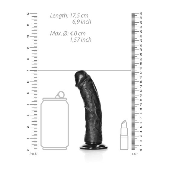 RealRock - tapadótalpas realisztikus dildó - 15,5cm (fekete)