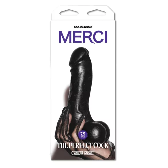 Doc Johnson The Perfect Cock - élethű dildó (fekete) - 19 cm