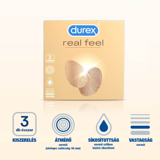Durex Real Feel - latexmentes óvszer (3db)