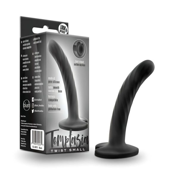 Temptasia Twist Small - tapadókorongos, csavart dildó (fekete)