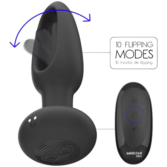 Addicted Toys - mozgó nyelves análvibrátor (fekete)