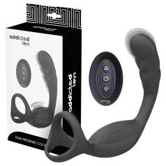   Addicted Toys - análvibrátor pénisz- és heregyűrűvel (fekete)