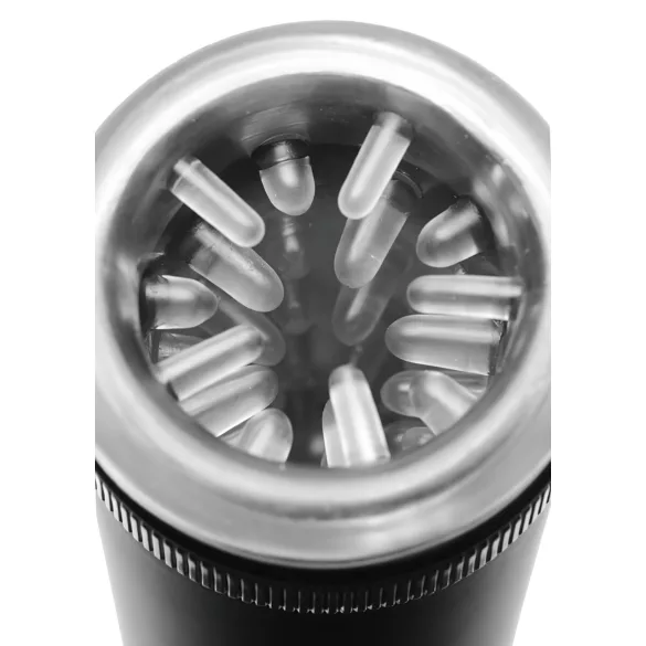 Master-Bot - fel-le mozgó, puha tüskés száj maszturbátor (fekete)