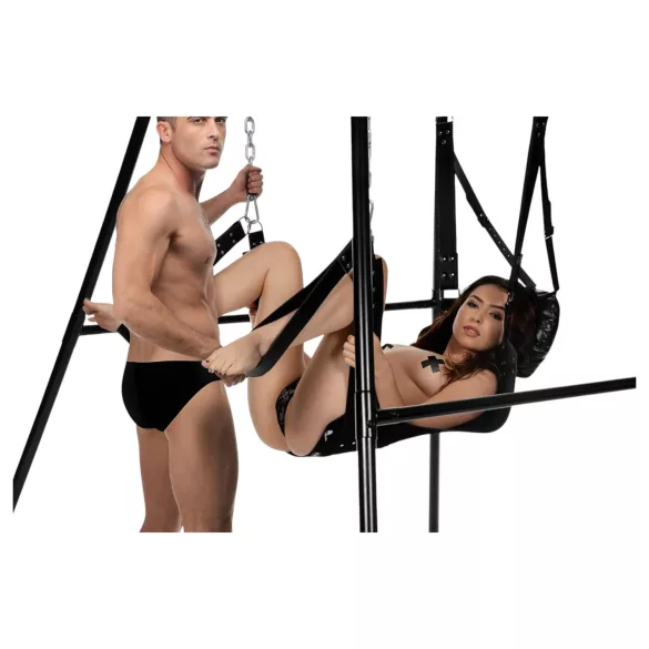 XR Brands - Sex sling állvánnyal (fekete)