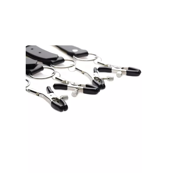 XR Brands - szeméremajak-széthúzó csipeszek (fekete)