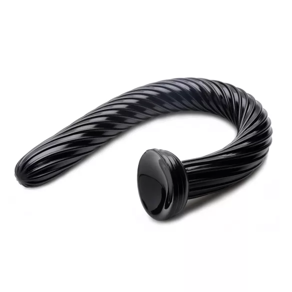 Hosed Spiral Anal Snake 19 - tapadókorongos anál dildó (fekete)