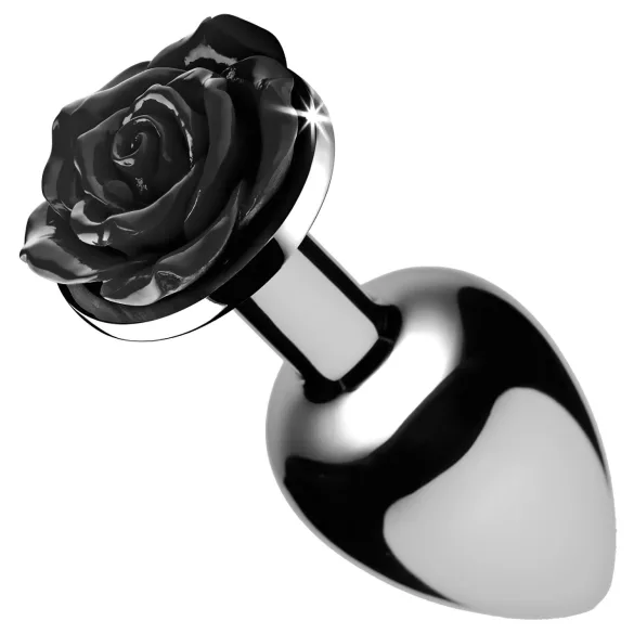 Booty Sparks Black Rose - alumínium anál plug (ezüst-fekete)
