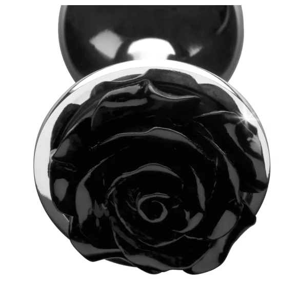 Booty Sparks Black Rose - alumínium anál plug (ezüst-fekete)