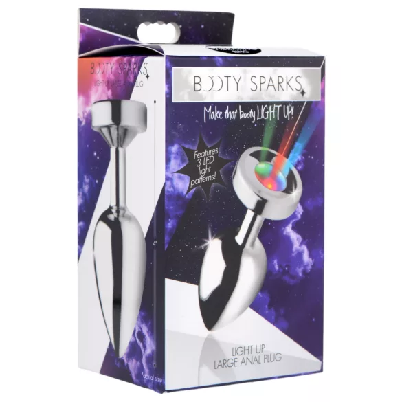 Booty Sparks - világító butt plug - nagy (ezüst)