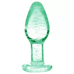   Booty Sparks Glow in the Dark L - üveg butt plug, anál plug (átlátszó)