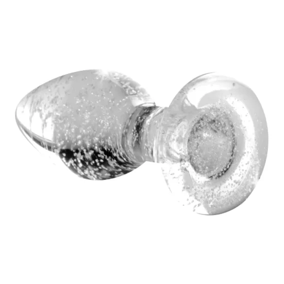 Booty Sparks Glow in the Dark L - üveg butt plug, anál plug (átlátszó)