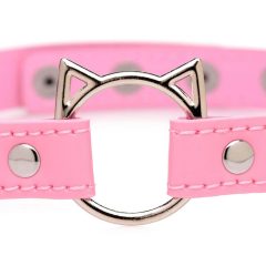   Master Series Kinky Kitty - nyakörv cica fej karikával (pink)