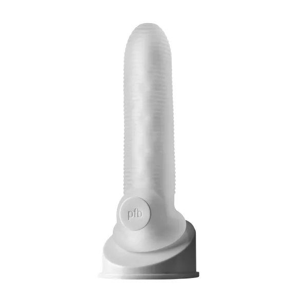 Perfect Fit - Fat Boy Micro Ribbed - péniszköpeny (17 cm, fehér)