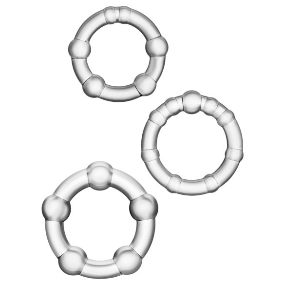 Stay Hard - változatos péniszgyűrű szett - 3db (átlátszó)