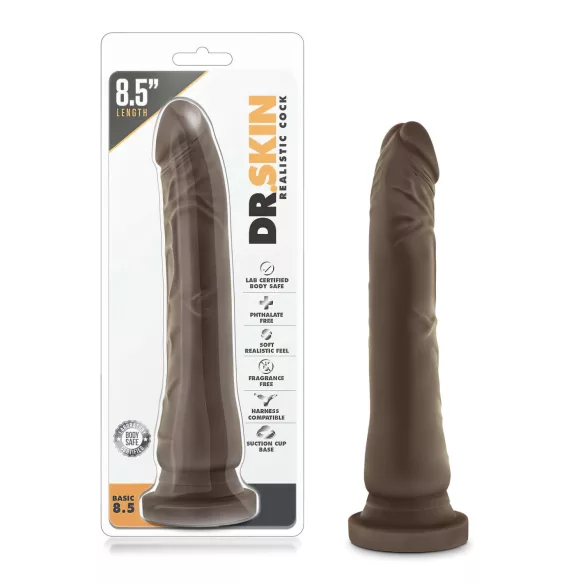 Dr. Skin 8,5 - tapadókorongos élethű dildó - barna (20,5cm)