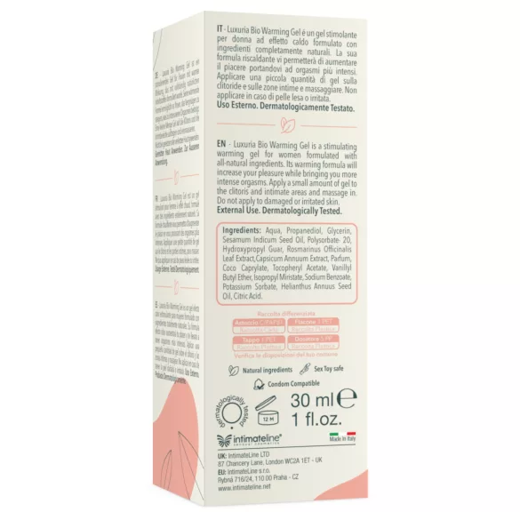 Intimateline Luxuria BIO - melegítő izgató gél nőknek (30ml)