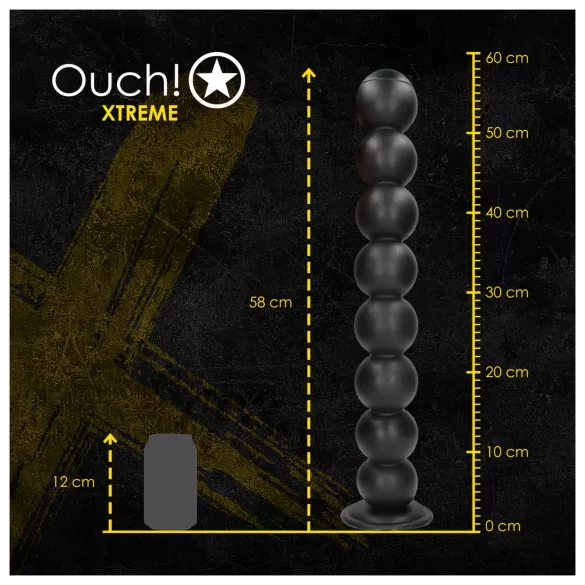 Ouch! Balls of Lust - óriás anál gyöngysor (fekete) - 55 cm