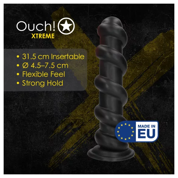 Ouch! Hole Driller - óriás anál plug (fekete) - 31,5 cm