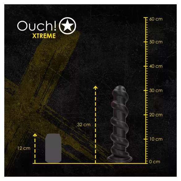 Ouch! Hole Driller - óriás anál plug (fekete) - 31,5 cm