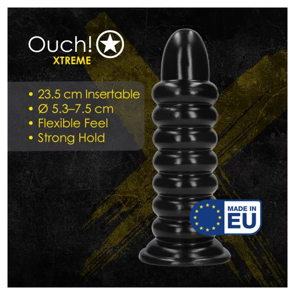 Ouch! Spiral Force - csavart anál plug (fekete) - 23,5 cm