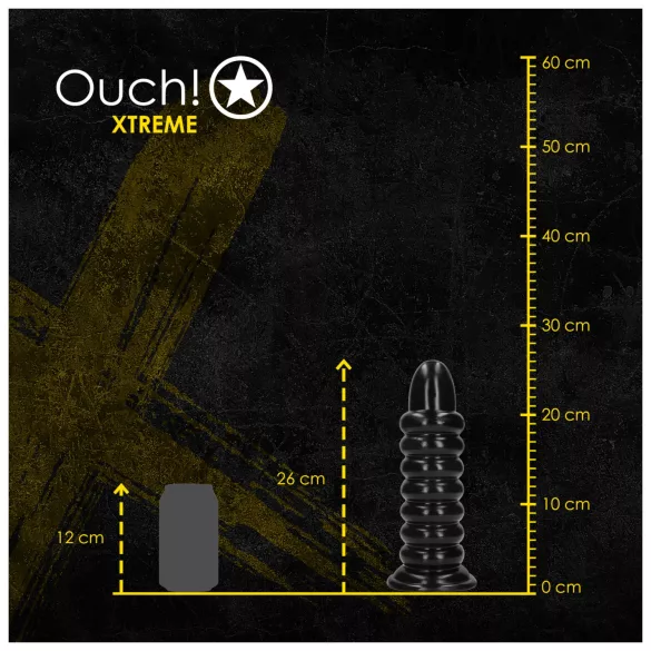 Ouch! Spiral Force - csavart anál plug (fekete) - 23,5 cm
