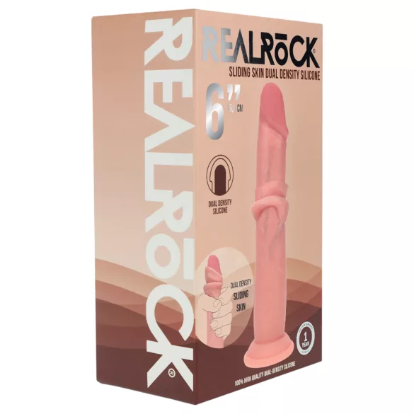 RealRock - dupla sűrűségű élethű dildó (testszínű) - 15,5 cm