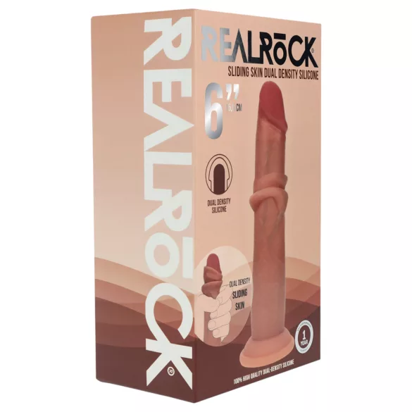 RealRock - dupla sűrűségű élethű dildó (napbarnított) - 15,5 cm