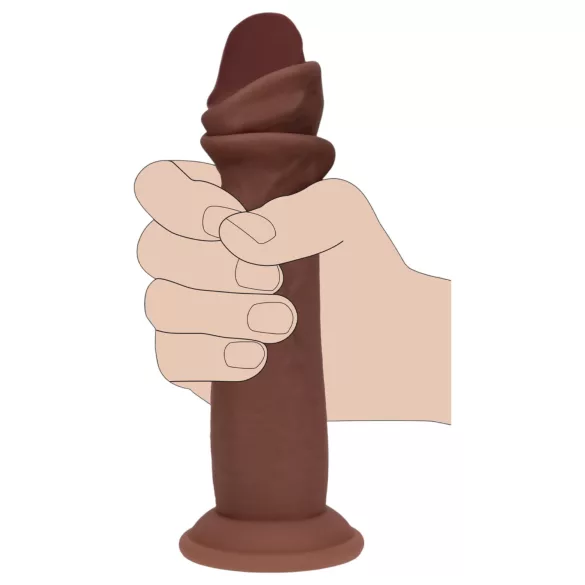 RealRock - dupla sűrűségű élethű dildó (barna) - 18,5 cm